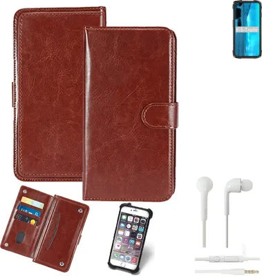 Produktbild von K-S-Trade 360° Hülle kompatibel mit Cubot KingKong 7 inkl. Headphones braun Kunstleder Case BookCase WalletCase Kunstlederederhülle Handyhülle,