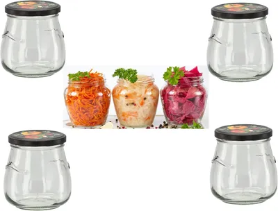 Produktbild von 4 x Vorratsgläser-Sturzgläser Set 500 ml Einweckgläser mit Schraub-Deckel