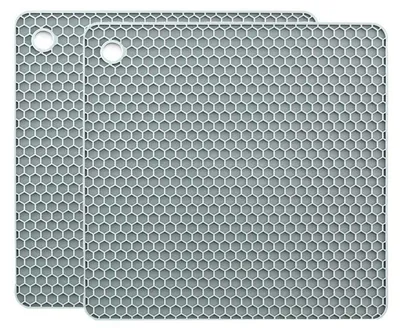 Produktbild von Topfuntersetzer Silikon Quadratisch Hitzebeständig Wasserdicht Rutschfest Grau 18.2 x 18.2 x 0.6 cm 2 Stück