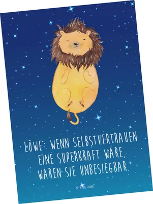 Produktbild von Mr. & Mrs. Panda Postkarte Löwe Superkraft - Sternenhimmel Blau - Geschenk, Ansichtskarte, August Geburtstag, Grußkarte, Tierkreiszeichen, Astrologie, Horoskop, Geschenke