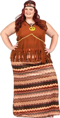 Produktbild von 70er Jahre Hippiekostüm Damen braun-bunt