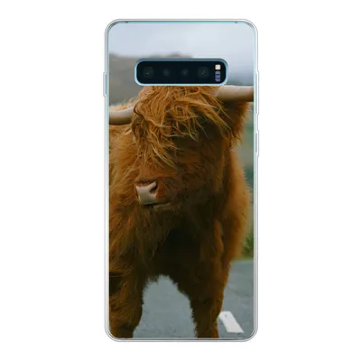 Produktbild von MuchoWow® Handyhülle Schutzhülle Hülle für Samsung Galaxy S10 Plus Schottischer Highlander - Berg - Straße Silikon Softcase Handy Hülle - Schutzhülle