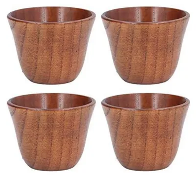 Immagine prodotto di Set di 4 bicchieri in legno di jujube, capacità 75 ml, ideali per caffè, tè e succhi