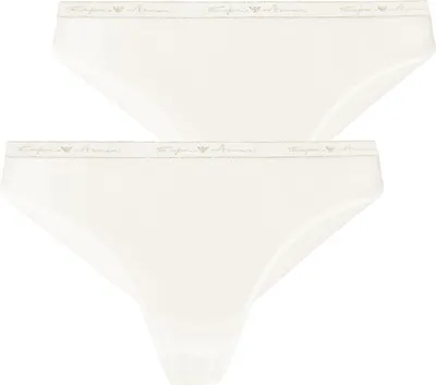 Produktbild von 2er Pack EMPORIO ARMANI Damen Unterwäsche Slip Brazilian Brief Stretch Baumwolle, Farbe:Weiß, Wäschegröße:L, Artikel:-06110 snow