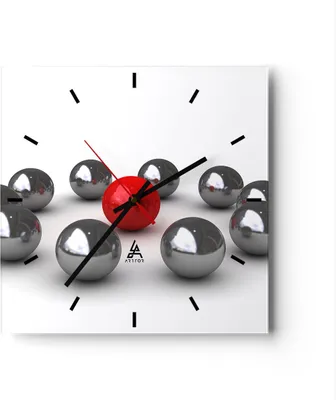 Produktbild von Wanduhr - Quadrat - Glasuhr - Grafiken Abstraktion Komposition - 30x30cm - Schleichendes Uhrwerk - Lautlos - zum Aufhängen bereit - Dekoration Modern - Wanddekoration aus Glas - C3AC30x30-1386