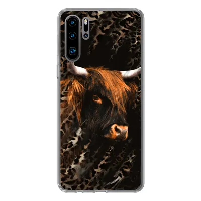 Produktbild von MuchoWow® Handyhülle Schutzhülle Hülle für Huawei P30 Pro Schottischer Highlander - Pantherdruck - Schwarz Silikon Softcase Handy Hülle - Schutzdeckel