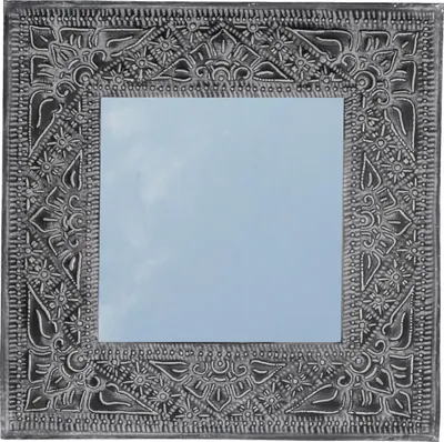 Produktbild von Spiegel mit Handgeprägtem Rahmen aus Aluminium - Modell 1 Schwarz, Metall,Glas, 40*40*1 cm, Spiegel