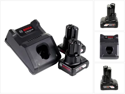 Zdjęcie produktu dla Bosch 1 600 A01 B20, Zestaw bateria i ładowarka, Litowo-jonowa (Li-Ion), 6 Ah, 12 V, Bosch, Czarny