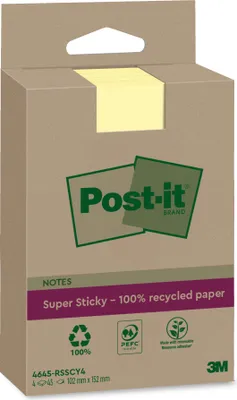Obrázek produktu pro Post-It 4645-RSSCY4, Obdélník, Žlutá, 100%, 102 mm, 152 mm, 45 listy