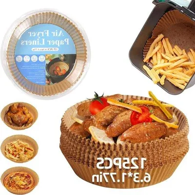 Immagine prodotto di Fogli di carta da forno rotonde da 16 cm per friggitrice ad aria, impermeabili e anti-olio, 125 pezzi