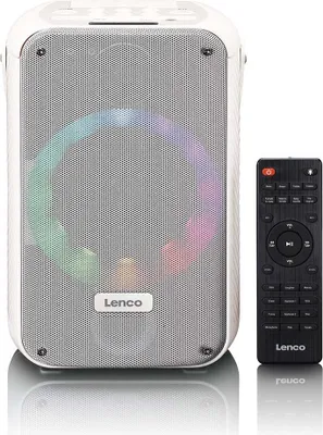 Obrázek produktu pro LENCO BTC-060WH - Karaoke set s Bluetooth®, dobíjecí baterií, bezdrátovým karaoke mikrofonem a diskotékovým LED osvětlením - bílý