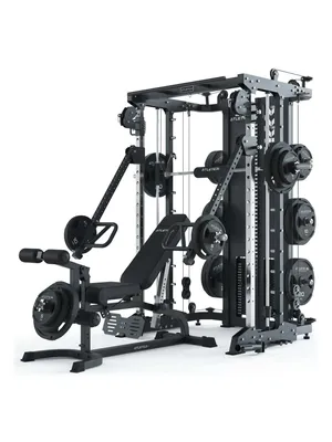 Produktbild von ATLETICA KSK Multipresse Set | OUTPERFORM | inklusive Jammer Arms und Leg Press & X-Bench Hantelbank mit Optionen für Arm- und Beintraining