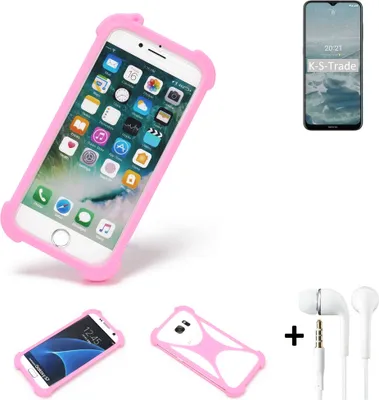 Produktbild von K-S-Trade Bumper + Kopfhörer kompatibel mit Nokia G20 Handy Hülle Schutzhülle Silikon Schutz Hülle Cover Case Silikoncase Silikonbumper TPU