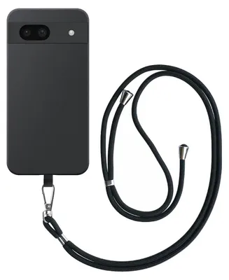 Immagine prodotto di Custodia per Google Pixel 8A con cordino nero staccabile - Custodia flessibile in silicone TPU con cordino nero - Nero - Smartphonics