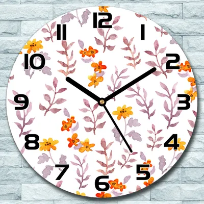 Produktbild von Wanduhr aus Glas Rund fi 30 Blumen Blätter rosa Quarz Deko Schlafzimmer Büro