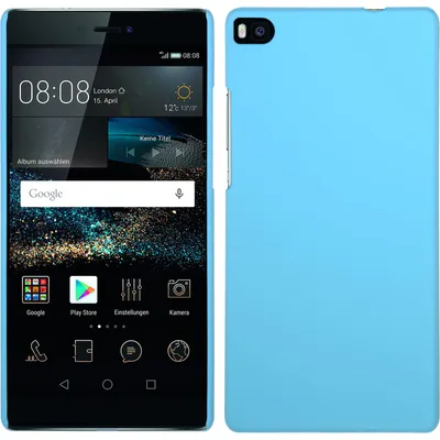 Produktbild von PhoneNatic Case kompatibel mit Huawei P8 - Hülle hellblau gummiert Hard-case + 2 Schutzfolien