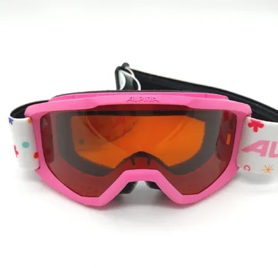 Produktbild von Alpina Sports PINEY, einfache Scheibe, Pink, Kinder, Zylindrische (flache) Linse, Polycarbonat, Pink, Weiß