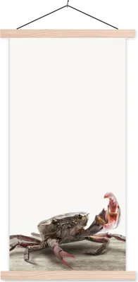Produktbild von MuchoWow® Textilposter Kinder - Krabbe - Meerestiere - Jungen - Mädchen - Kinder 60x120 cm mit holzfarbenen Rahmen - Holz
