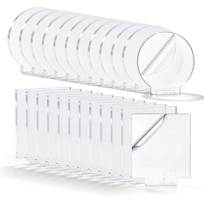 Acrylplatten-Set, 24 Stück, transparent, rund & quadratisch