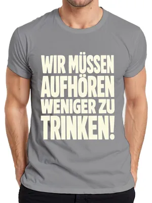 Zdjęcie produktu dla Musimy przestać pić za dużo. Zabawny nadruk "Pijemy za dużo". T-shirt męski, kolor szary, rozmiar XL