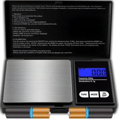 Digitale Taschenwaage 200 g, 0,01 g genau, LCD, Tara-Funktion