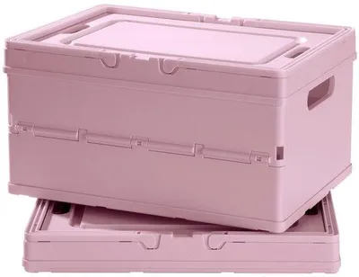 Productafbeelding van Unyqoos® Opvouwbare, stapelbare opbergboxen met deksel en handvat, roze – BPA-vrij kunststof, ruimtebesparend (opvouwbaar tot 4 cm)