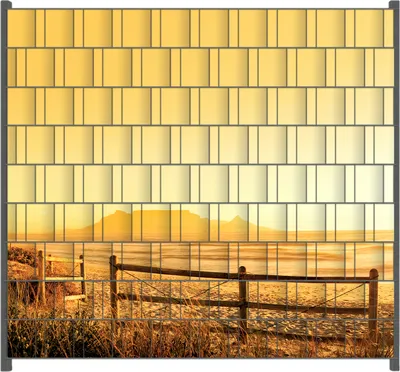 Produktbild von Wallario Zaunsichtschutz mit Motiv Strand in Südafrika I - Himmel in orange für Ein- und Doppelstabmatten Zäune in der Größe 200 x 180 cm