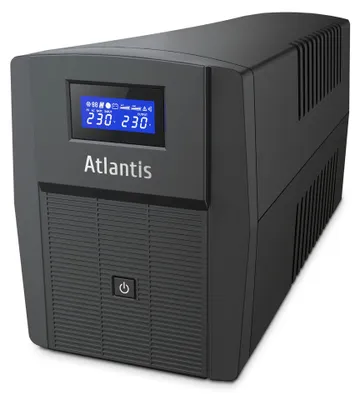 Imagen del producto de Atlantis USV A03-HP2003, fuente de alimentación ininterrumpida (SAI) de línea interactiva, 1500VA/900W, onda sinusoidal pura, AVR, doble batería de 12V-9Ah, pantalla LCD, USB-HID