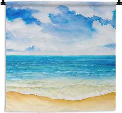 Produktbild von MuchoWow® Wandteppich Wandbehang Strand - Meer - Himmel 150x150 cm Tapisserie Dekoration Wandtuch - Wohnaccessoires - Modernes