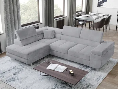 Produktbild von BroMARKT Ecksofa ANTON Schlaffunktion Bettkasten L-Form 275x202x90cm Grau