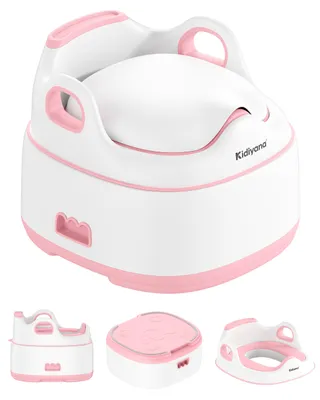 Image de Kidiyana, pot enfant 3-en-1, motif éléphant : réducteur de toilette et tabouret d'apprentissage, antidérapant, avec protection anti-éclaboussures, à partir de 6 mois