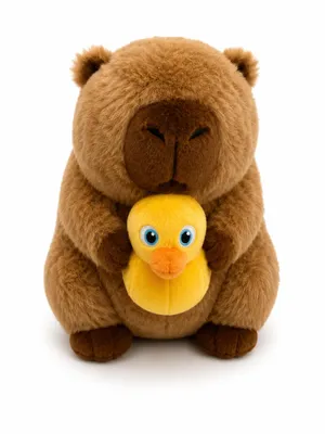 Produktbild von Capybara Kuscheltier mit Ente 25 cm Braun Kawaii Plüsch Capybara mit Gelber Ente Weiches Stofftier Deko Geschenk & Sammler, KI-generiertes Bild