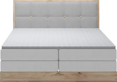 Produktbild von Komfortables Polsterbett ELLI – Liegefläche, 141 cm Breite, Mit Bonell- Und Taschenfederkernmatratzen Für Erholsamen Schlaf | 140x200 cm | Hellgrau