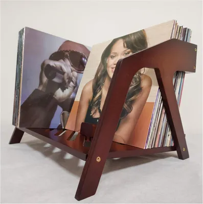 Produktbild von Schallplattenständer 80 LPs, Bambus, braun, Stuhl-Design, für Wohnzimmer