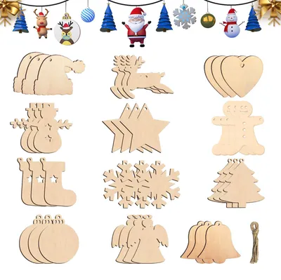 36 Holz-Weihnachtsanhänger, Ornamente für DIY-Basteln
