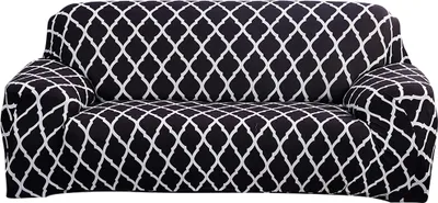 Produktbild von Sofabezüge Stretch, Moderne Sofabezug 3 Sitz Couchbezug rutschfeste elastische Schonbezug Möbelschutz Sitzer 190-230cm,Schwarz