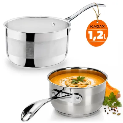 Produktbild von KADAX Stielkasserolle "Ventre", Stieltopf aus Stahl mit langem Stiel, 1 L