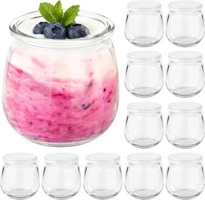 Productafbeelding van FoiiLiio Transparante yoghurtglazen met deksel, 12 stuks, 200 ml