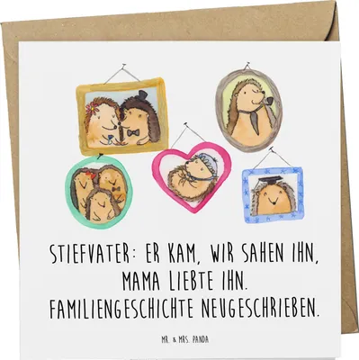 Produktbild von Mr. & Mrs. Panda Glückwunschkarte Stiefvater Liebe - Weiß - Geschenk, faltkarte, herzerwärmende Sprüche, anlasskarte, Familie, Weihnachten, Klappkarte, Grußkarte