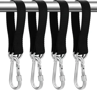 Imagen del producto de Juego de correas para columpios, de 4 piezas, 30 cm x 25 mm, ajustables, con mosquetones para uso en exteriores