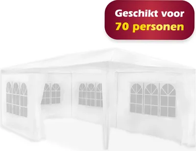 Produktbild von Lifetime Garden Pavillon 3x6 Meter – Partyzelt mit Seitenwänden und Fenstern Gartenpavillon für 70 Personen – Festzelt für Gartenfeier – Weiß – Klicksystem