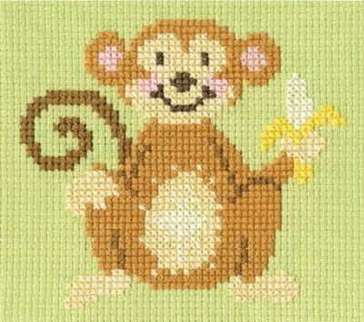 Produktbild von Bothy Threads Kreuzstich Stickpackung "Affenwahnsinn", Zählmuster, SKIP4, 17x15cm