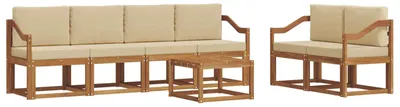 Imagen del producto de vidaXL Juego de sofás de exterior, 7 piezas, color natural y beige