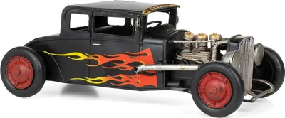 Image de Moritz Décoration en tôle Voiture de course avec flammes Peinture en tôle Décoration en tôle Modèle réduit de voiture Rétro Objet de collection Vintage Décoration Nostalgie Style antique