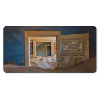 Produktbild von MuchoWow® Schreibtischunterlage Blau - Tür - Sand - Wüste 80x40 cm - XXL Mauspad - Gaming Mauspad