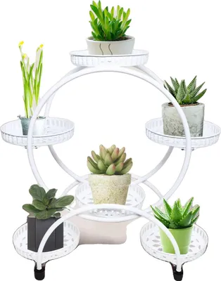 Obrázek produktu pro Stojan na rostliny, Vysoce kvalitní železo, 6 úrovní, Robustní konstrukce, Nutná montáž, Elegantní bílé provedení