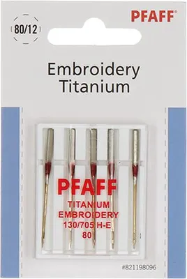 Obrázek produktu pro Jehly Pfaff 130/705 H-E 80 - Vyšívací Titanium - 5 ks