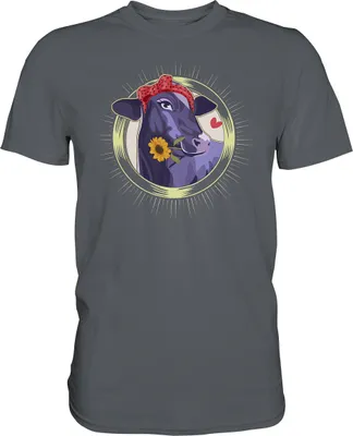 Produktbild von Kuh Sonnenblume T-Shirt Lustiges Bauernhof Garten Geschenk Gärtner – Dark Grey / M