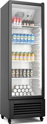 Image de Klarstein GrandCooler 306 L Réfrigérateur à Boissons - Vitrine Réfrigérée avec Porte Double Vitrage, Éclairage LED Blanc/Bleu, Thermostat 0°C à 10°C, 4 Étagères, Roues Pivotantes