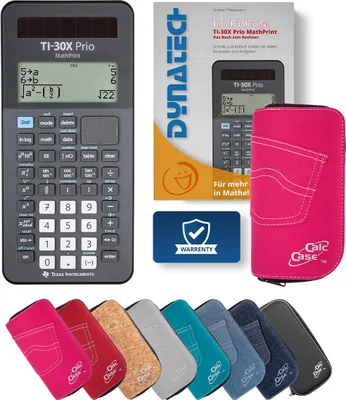 Produktbild von TI-30X Prio MP Taschenrechner mit Schutztasche pink und Fachbuch
